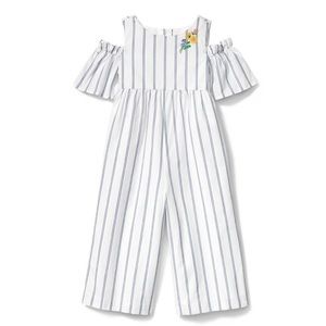 Cold shoulder striped jumpsuit- size 7